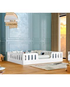 Cama Casal Infantil Montessoriana Helo com Colchão - Branco