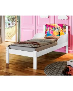 Cama de Criança Infantil Solteiro Adesivada Princesas - Branco